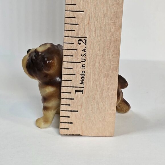 Vintage Bulldog Figurine Brown Cream Hong Kong Collectible Dog Miniature Resin - Picture 6 of 8